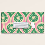 Mid Century Modern Atomic Drops Retro Pattern Pink and Green Desk Mat Gallery Image 1