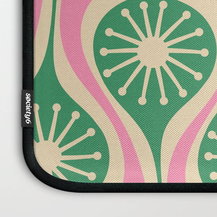 Mid Century Modern Atomic Drops Retro Pattern Pink and Green Laptop Sleeve Gallery Image 3