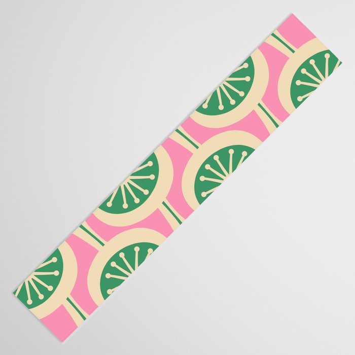Mid Century Modern Atomic Drops Retro Pattern Pink and Green Table Runner Gallery Image 3
