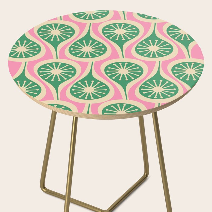 Mid Century Modern Atomic Drops Retro Pattern Pink and Green Side Table Gallery Image 2