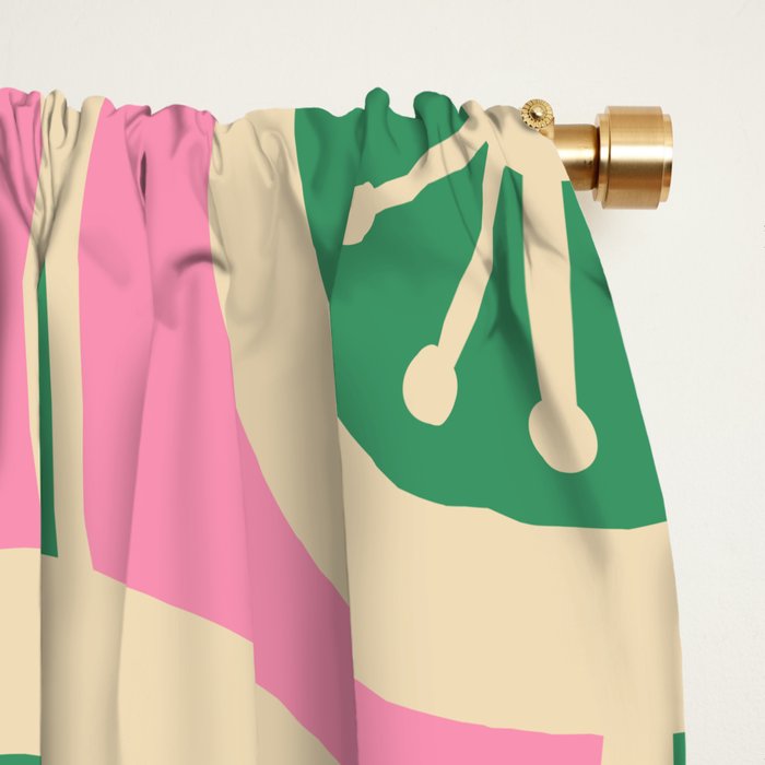Mid Century Modern Atomic Drops Retro Pattern Pink and Green Window Curtain Gallery Image 2