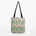 Mid Century Modern Atomic Drops Retro Pattern Pink and Green Tote Bag Gallery Image 2
