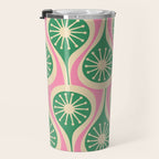 Mid Century Modern Atomic Drops Retro Pattern Pink and Green Travel Mug Gallery Image 3