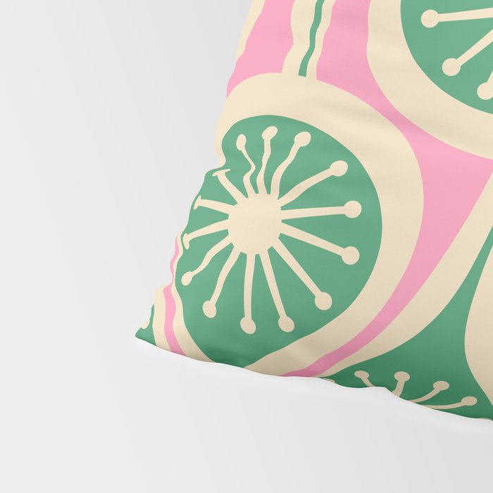 Mid Century Modern Atomic Drops Retro Pattern Pink and Green Pillow Sham Gallery Image 4