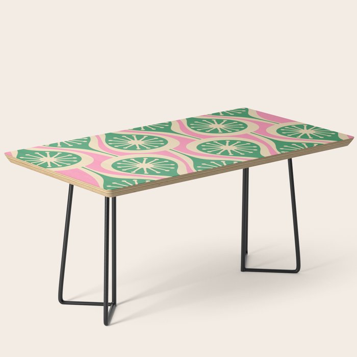 Mid Century Modern Atomic Drops Retro Pattern Pink and Green Coffee Table Gallery Image 1