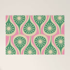 Mid Century Modern Atomic Drops Retro Pattern Pink and Green Welcome Mat Gallery Image 1