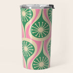 Mid Century Modern Atomic Drops Retro Pattern Pink and Green Travel Mug Gallery Image 2