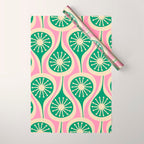Mid Century Modern Atomic Drops Retro Pattern Pink and Green Wrapping Paper Gallery Image 1