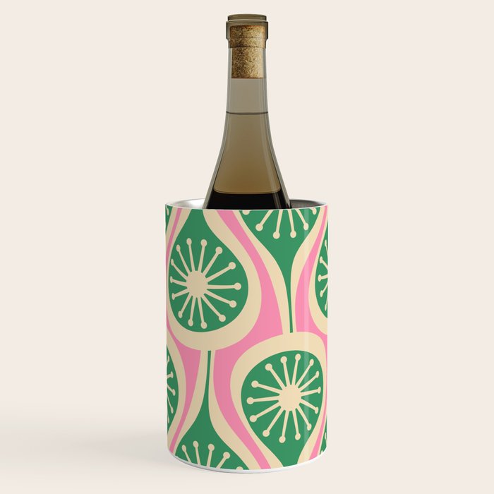 Mid Century Modern Atomic Drops Retro Pattern Pink and Green Wine Chiller Gallery Image 1