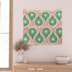 Mid Century Modern Atomic Drops Retro Pattern Pink and Green Wall Tapestry Gallery Image 2