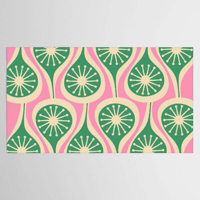 Mid Century Modern Atomic Drops Retro Pattern Pink and Green Tablecloth Gallery Image 2