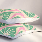 Mid Century Modern Atomic Drops Retro Pattern Pink and Green Pillow Sham Gallery Image 3