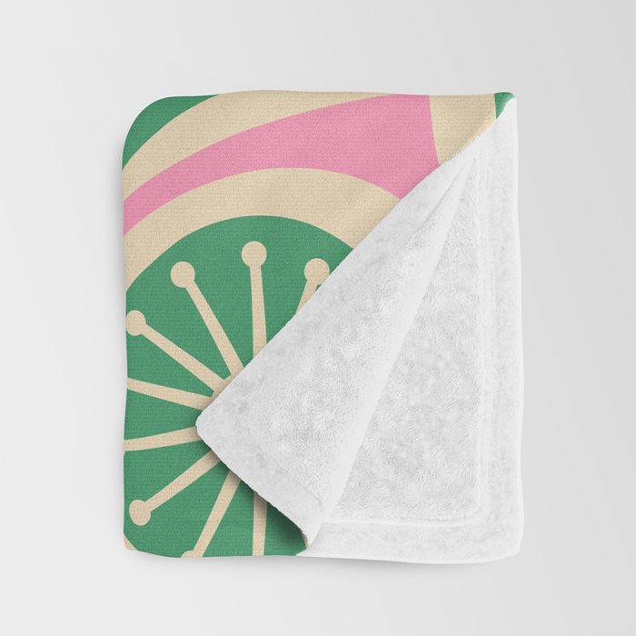 Mid Century Modern Atomic Drops Retro Pattern Pink and Green Throw Blanket Gallery Image 3