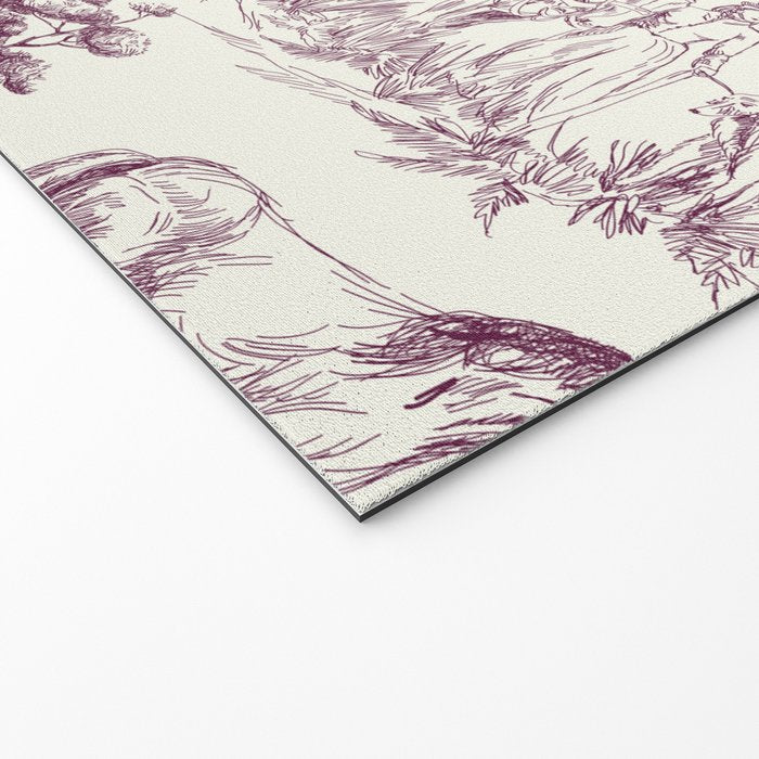 Toile de Jouy Vintage French Plum Cream Pastoral Pattern Welcome Mat Gallery Image 2
