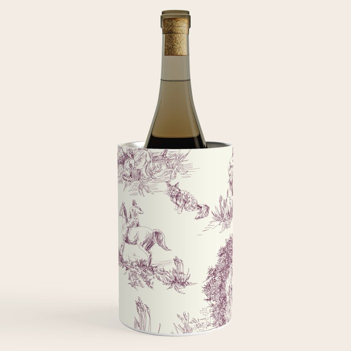Toile de Jouy Vintage French Plum Cream Pastoral Pattern Wine Chiller Gallery Image 2