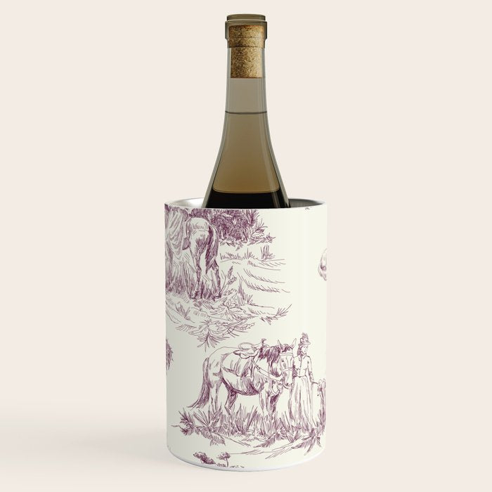 Toile de Jouy Vintage French Plum Cream Pastoral Pattern Wine Chiller Gallery Image 3