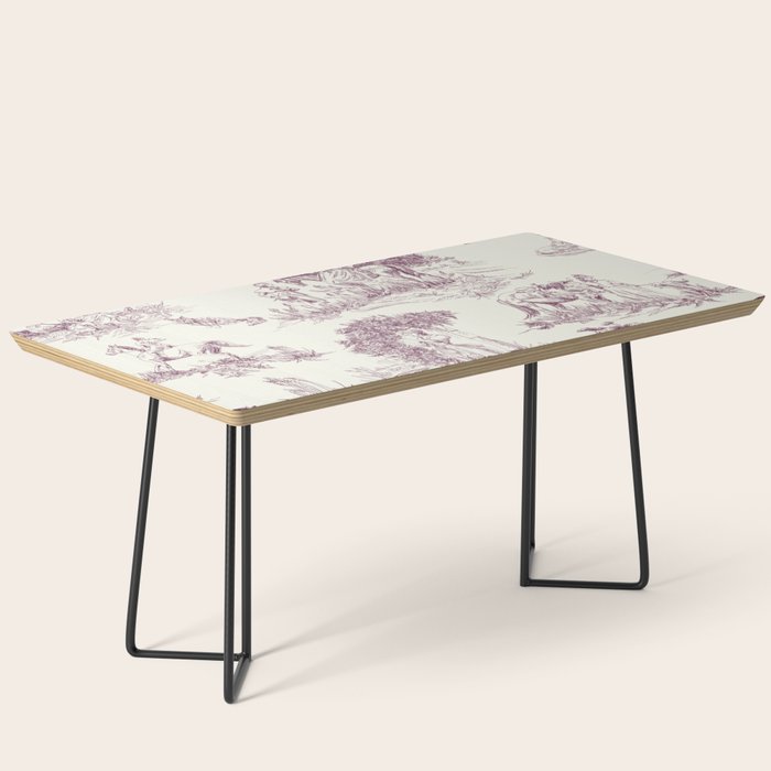 Toile de Jouy Vintage French Plum Cream Pastoral Pattern Coffee Table Gallery Image 1