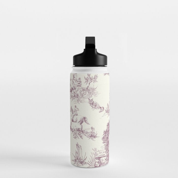 Toile de Jouy Vintage French Plum Cream Pastoral Pattern Water Bottle Gallery Image 3