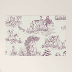 Toile de Jouy Vintage French Plum Cream Pastoral Pattern Welcome Mat Gallery Image 1
