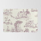 Toile de Jouy Vintage French Plum Cream Pastoral Pattern Rug Gallery Image 2