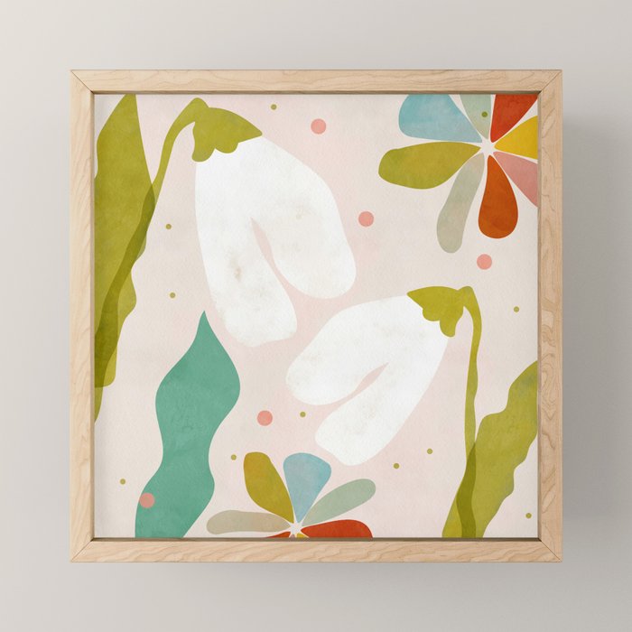 floral minimal shapes 2 Mini Art Print Gallery Image 1