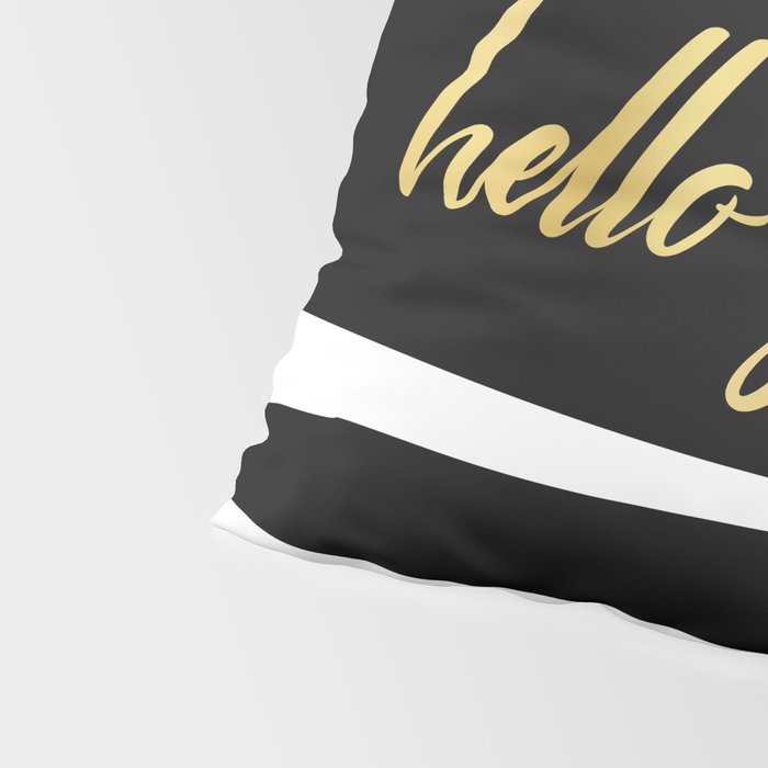 Hello Gorgeous, Gold, Black and White Print Pillow Sham Gallery Image 4