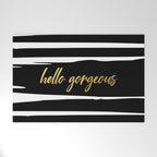 Hello Gorgeous, Gold, Black and White Print Welcome Mat Gallery Image 1