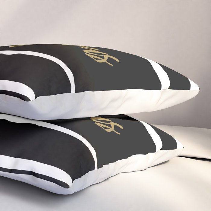 Hello Gorgeous, Gold, Black and White Print Pillow Sham Gallery Image 3