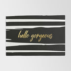 Hello Gorgeous, Gold, Black and White Print Rug Gallery Image 2
