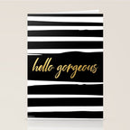 Hello Gorgeous, Gold, Black and White Print Stationery Card Gallery Image 2