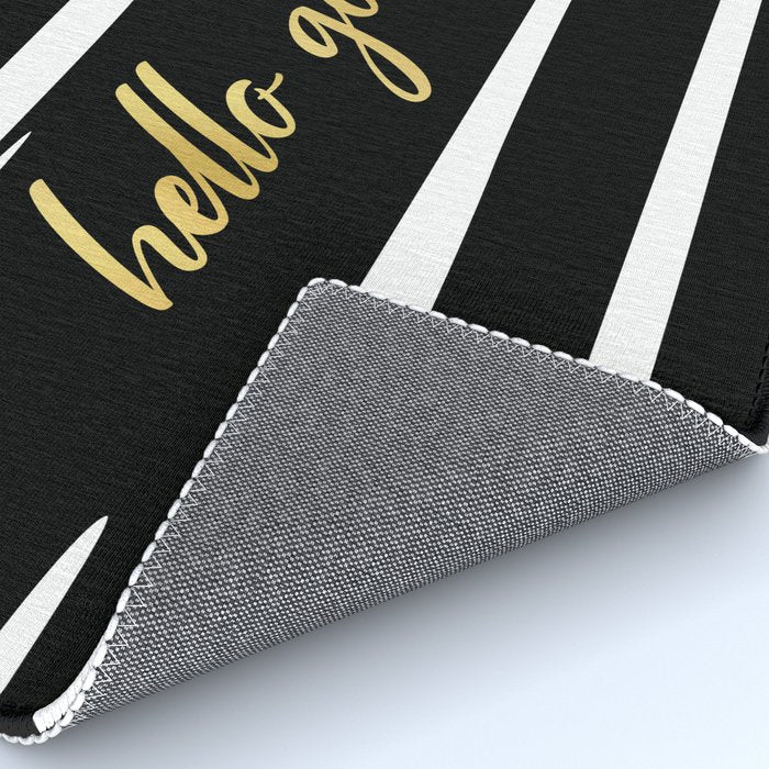 Hello Gorgeous, Gold, Black and White Print Rug Gallery Image 4