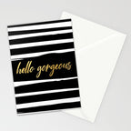 Hello Gorgeous, Gold, Black and White Print Stationery Card Gallery Image 2