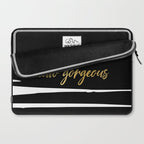 Hello Gorgeous, Gold, Black and White Print Laptop Sleeve Gallery Image 2