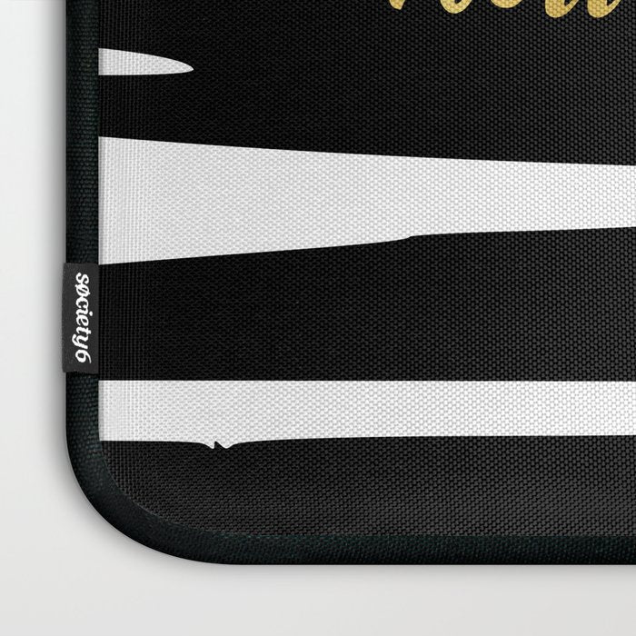 Hello Gorgeous, Gold, Black and White Print Laptop Sleeve Gallery Image 3