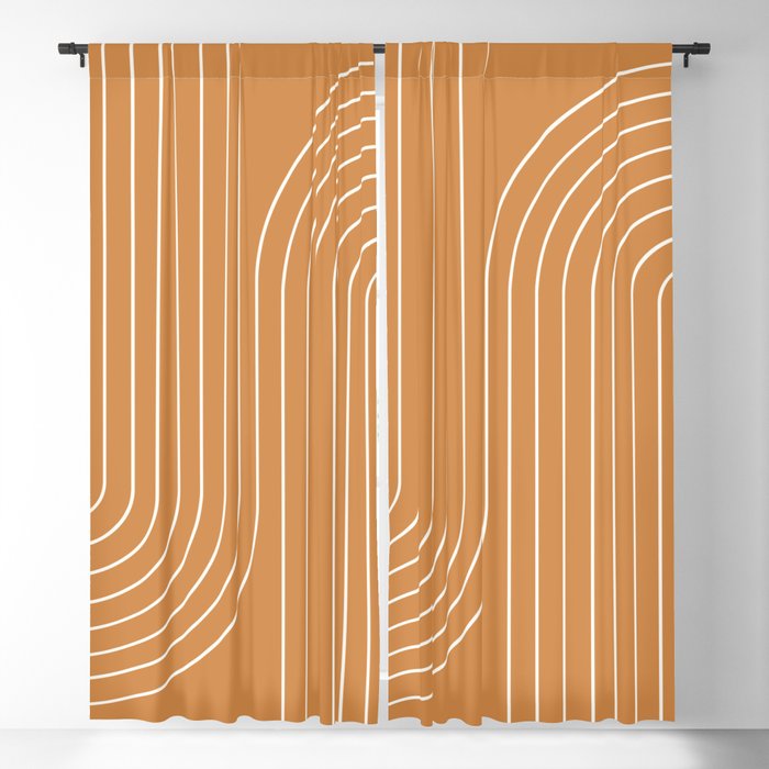 Minimal Line Curvature LXXXIII 70s Orange Mid Century Modern Arch Abstract Window Curtain Gallery Image 1