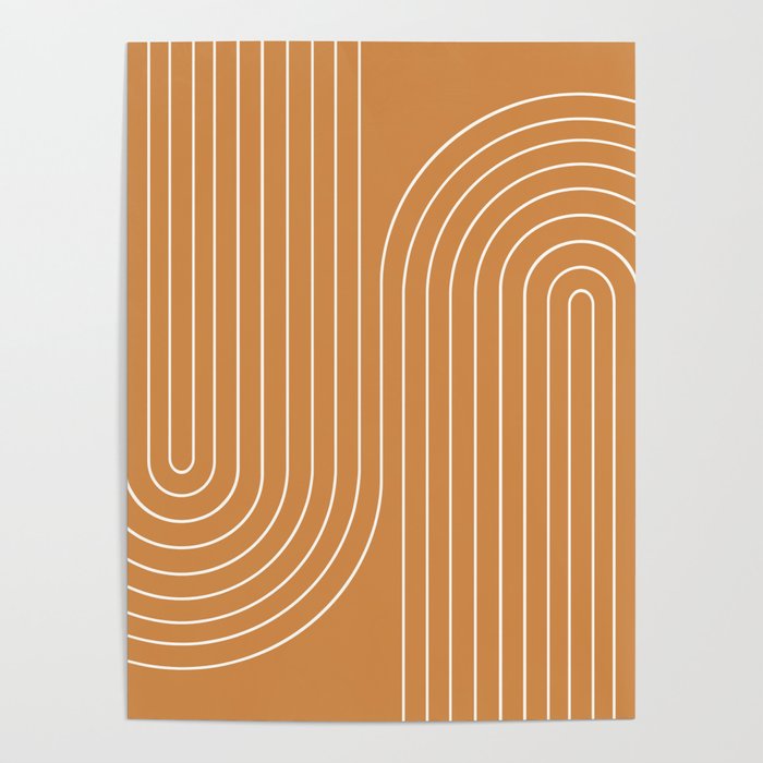Minimal Line Curvature LXXXIII 70s Orange Mid Century Modern Arch Abstract Poster Gallery Image 1