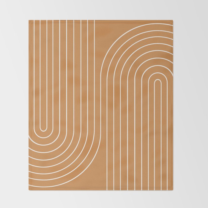 Minimal Line Curvature LXXXIII 70s Orange Mid Century Modern Arch Abstract Throw Blanket Gallery Image 2