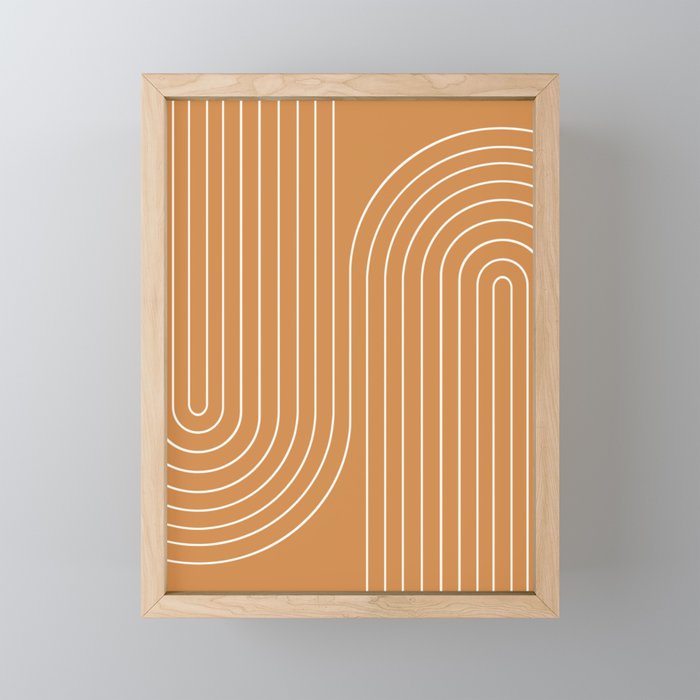 Minimal Line Curvature LXXXIII 70s Orange Mid Century Modern Arch Abstract Mini Art Print Gallery Image 1