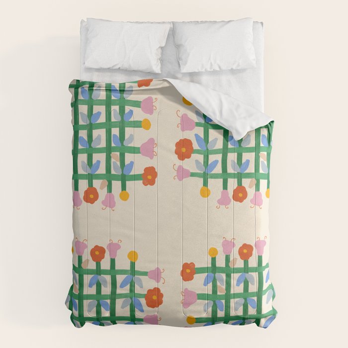 Floral Gingham Comforter