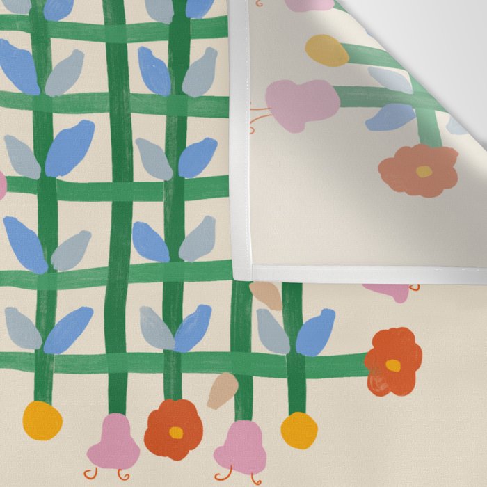Floral Gingham Wall Tapestry Gallery Image 3
