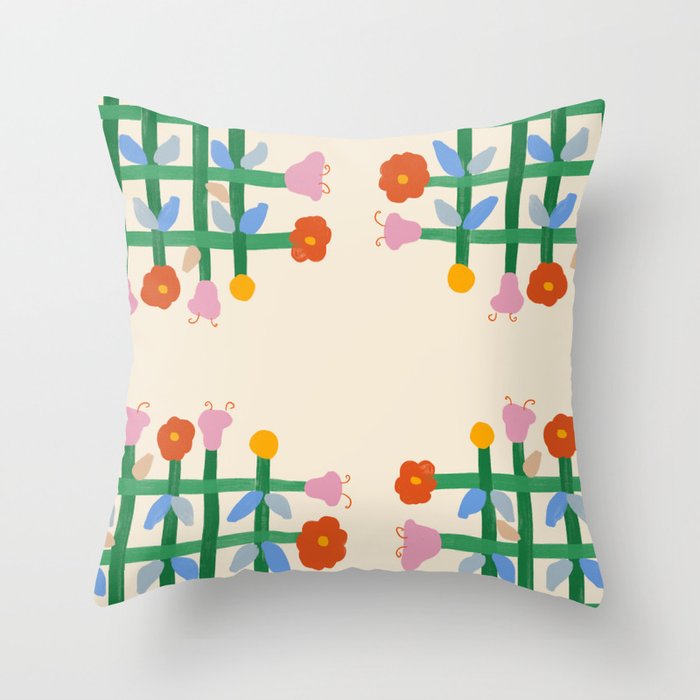 Floral Gingham Throw Pillow Gallery Image 1