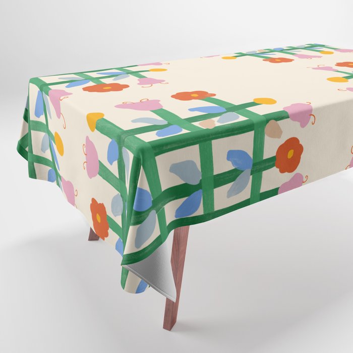 Floral Gingham Tablecloth Gallery Image 1