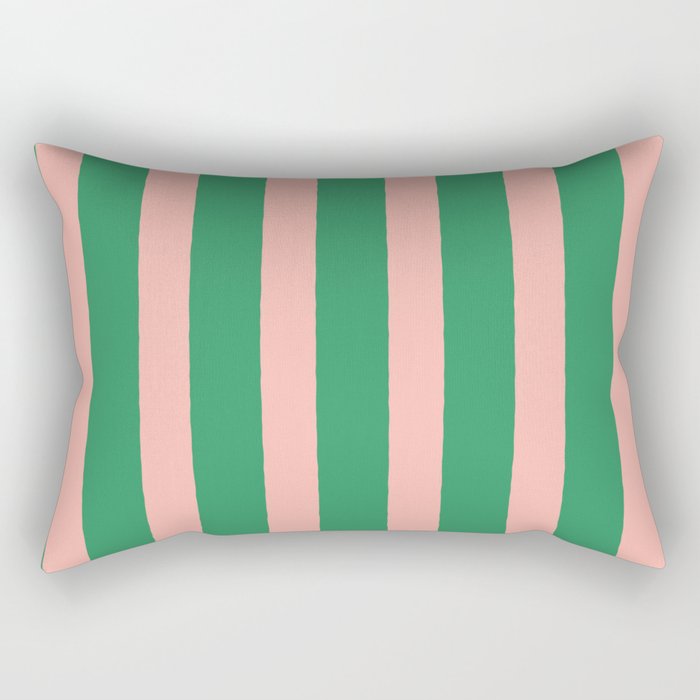 Simple Stripes Pattern - Green Pink Rectangular Pillow Gallery Image 1