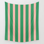 Simple Stripes Pattern - Green Pink Wall Tapestry Gallery Image 4