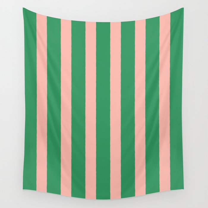 Simple Stripes Pattern - Green Pink Wall Tapestry Gallery Image 4