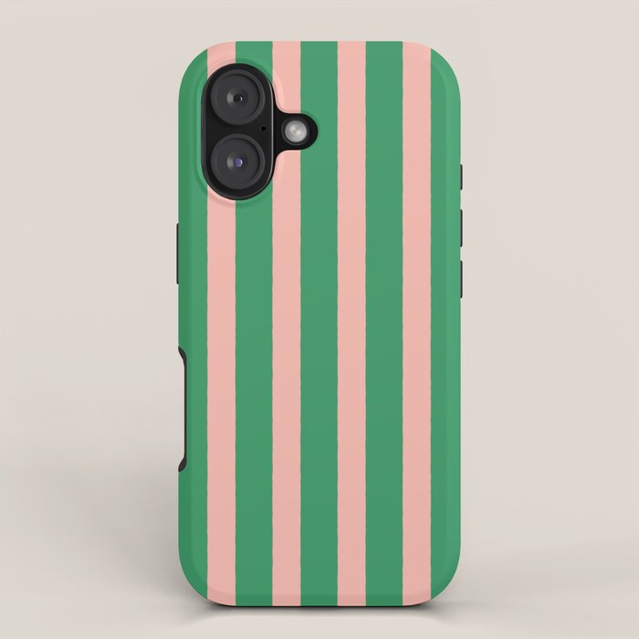 Simple Stripes Pattern - Green Pink iPhone Case Gallery Image 1