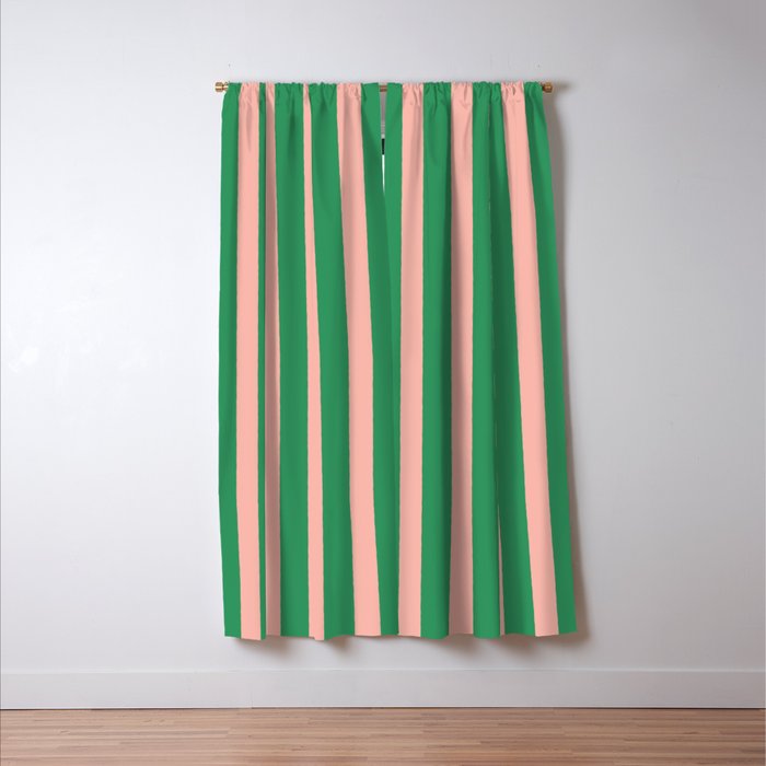 Simple Stripes Pattern - Green Pink Window Curtain Gallery Image 3