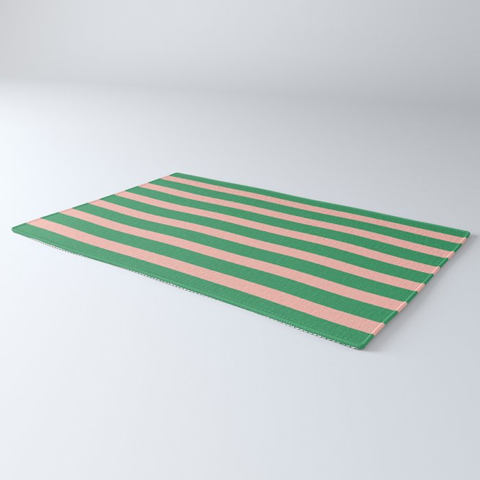 Simple Stripes Pattern - Green Pink Rug Gallery Image 3