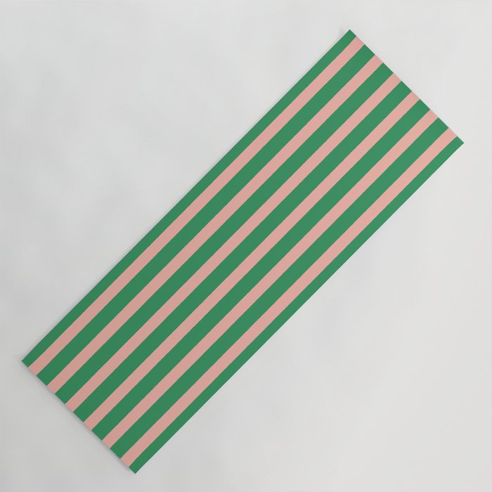Simple Stripes Pattern - Green Pink Yoga Mat Gallery Image 1