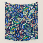 Vibrant paisley print on dark Wall Tapestry Gallery Image 4